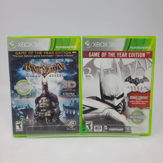 Lot of 2 Batman Arkham City & Arkham Asylum GOTY Platinum Hits Xbox 360 Games