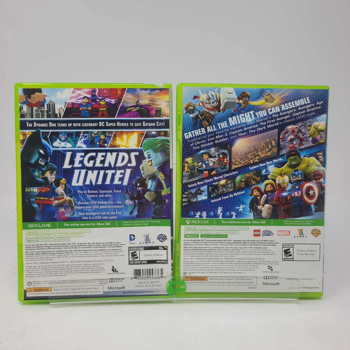 Lot of 2 Xbox 360 Games LEGO Marvel's Avengers & LEGO Batman 2 DC Super Heroes