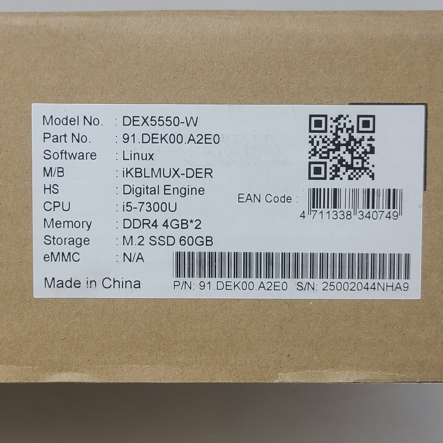 AOpen Digital Engine DEX5550-W Desktop Computer Intel Core I5 7th Gen I5-7300U 