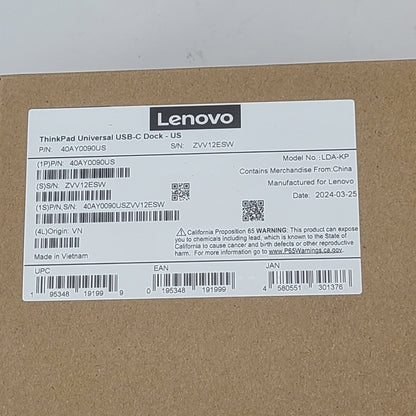 New Lenovo Thinkpad Universal USB-C Dock Docking Station 40AY0090US