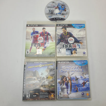 Lot of 5 Sony PS3 Game  MotorStorm FIFA 14 15 Madden 13 Sports Champions