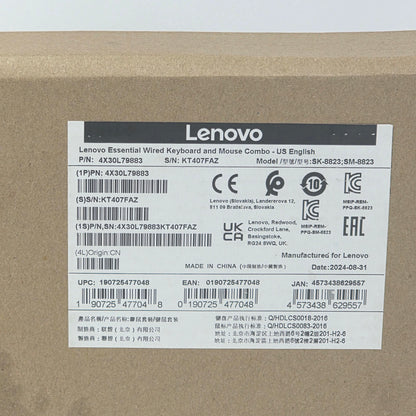 New Lenovo SK-8823;SM-8823 4X30L79883 Wired Keyboard Mouse Combo Black
