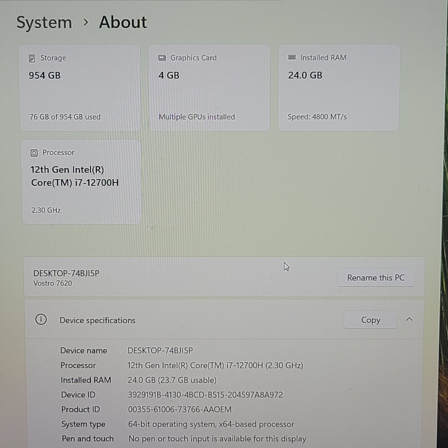 Dell Vostro 7620 16" i7-12700H 2.3GHz 16GB RAM 1TB SSD GeForce RTX 3050 Ti