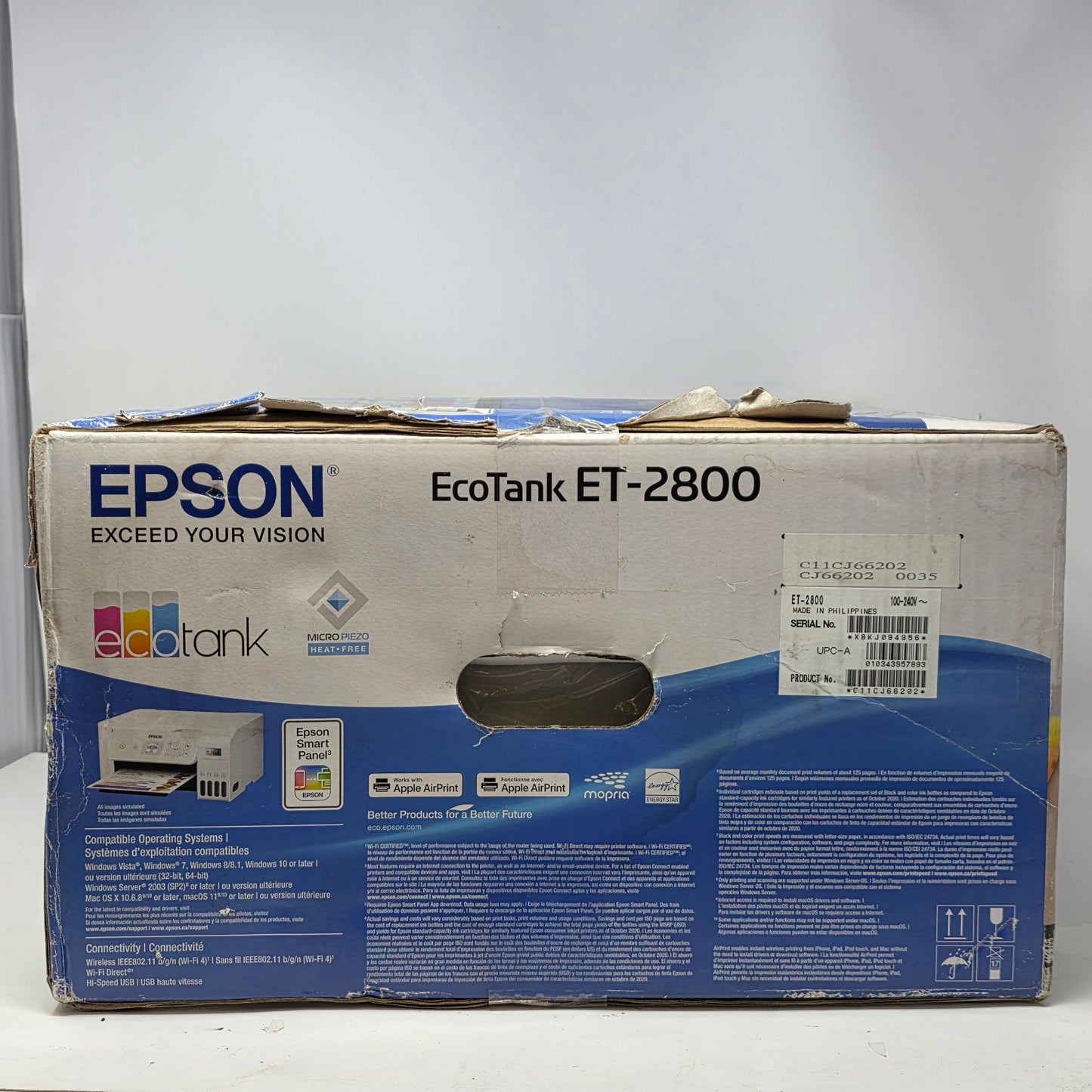Epson EcoTank All In One InkJet Printer White ET-2800