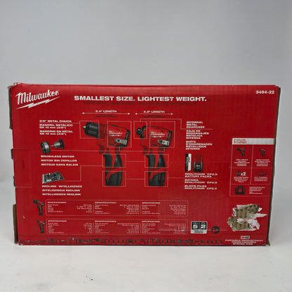NEW Milwaukee 3494-22 M12 Fuel Brushless 2-Tool Combo Kit 12V Drill Impact