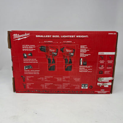 New Milwaukee 3494-22 M12 12V Subcompact Brushless 2-Tool Combo Kit
