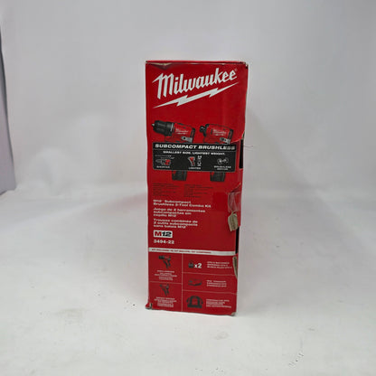New Milwaukee 3494-22 M12 12V Subcompact Brushless 2-Tool Combo Kit