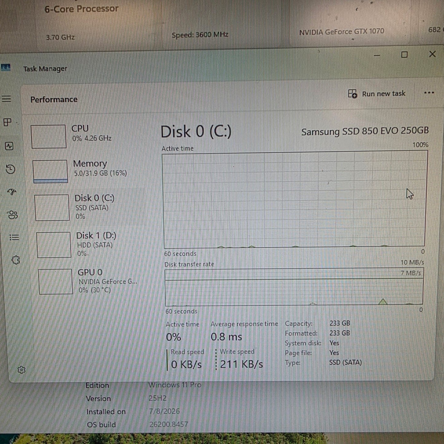 Fractal Desing Custom PC Ryzen 5 5600X 3.70GHz 32GB RAM 256GB SSD 1TB HDD Nvidia