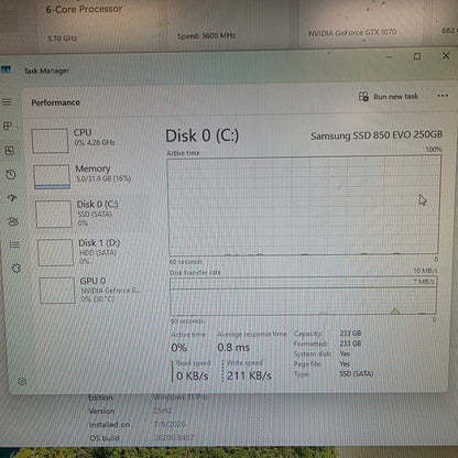Fractal Desing Custom PC Ryzen 5 5600X 3.70GHz 32GB RAM 256GB SSD 1TB HDD Nvidia
