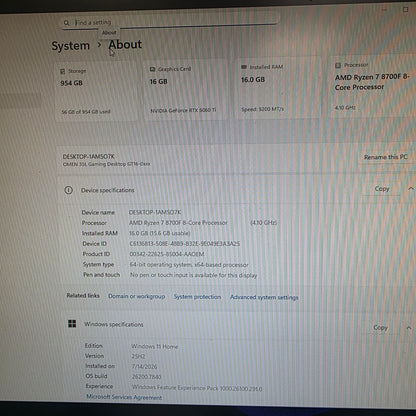 Omen Custom PC Ryzen 7 8700F 4.10GHz 16GB RAM 1TB SSD Nvidia GeForce RTX 5060 Ti