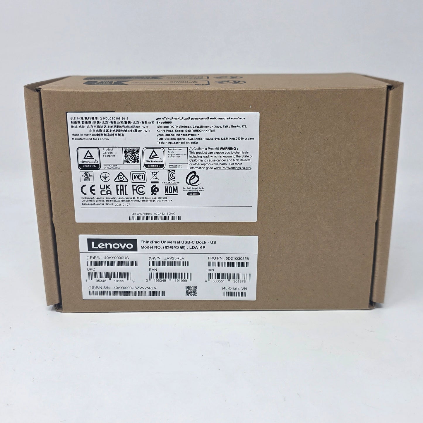 New lenovo ThinkPad Universal USB-C Dock  Docking Station 40AY0090US