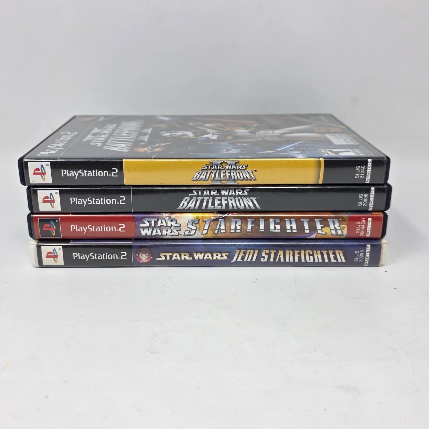 Lot of 4 Sony PS2 Games Star Wars Battlefront 1 & 2 Starfighter Jedi CIB