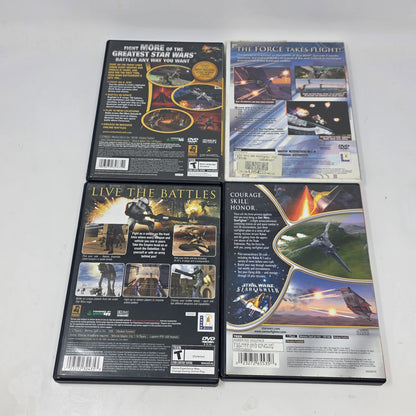 Lot of 4 Sony PS2 Games Star Wars Battlefront 1 & 2 Starfighter Jedi CIB