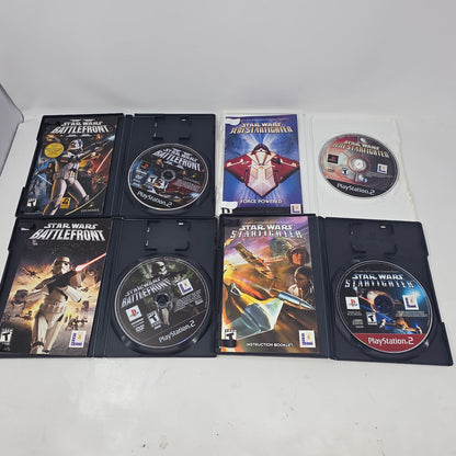Lot of 4 Sony PS2 Games Star Wars Battlefront 1 & 2 Starfighter Jedi CIB