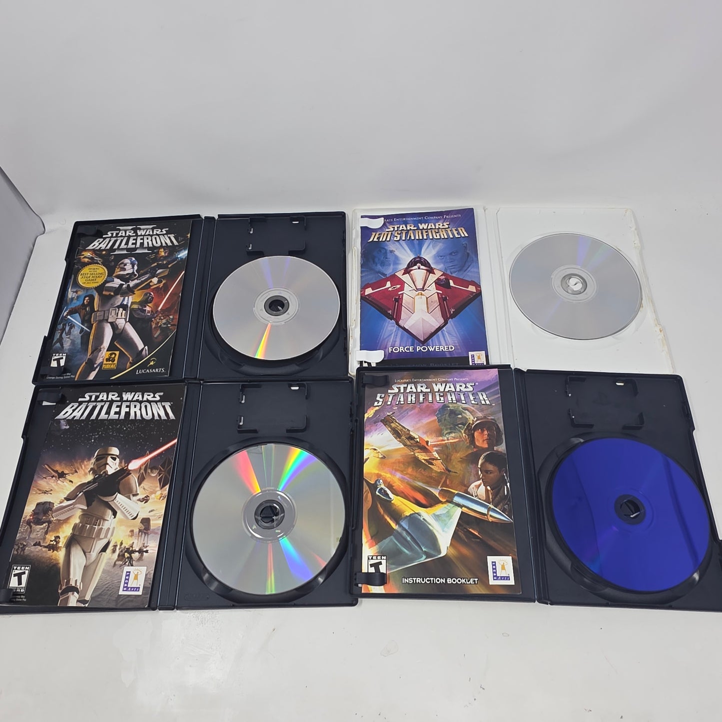 Lot of 4 Sony PS2 Games Star Wars Battlefront 1 & 2 Starfighter Jedi CIB