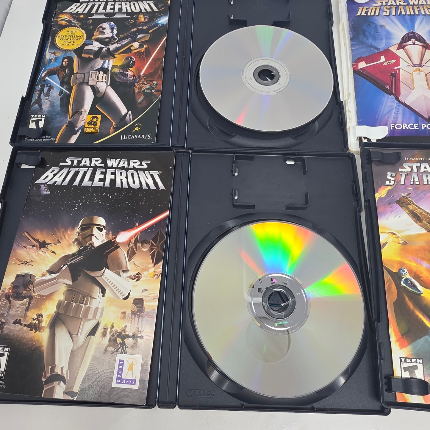 Lot of 4 Sony PS2 Games Star Wars Battlefront 1 & 2 Starfighter Jedi CIB