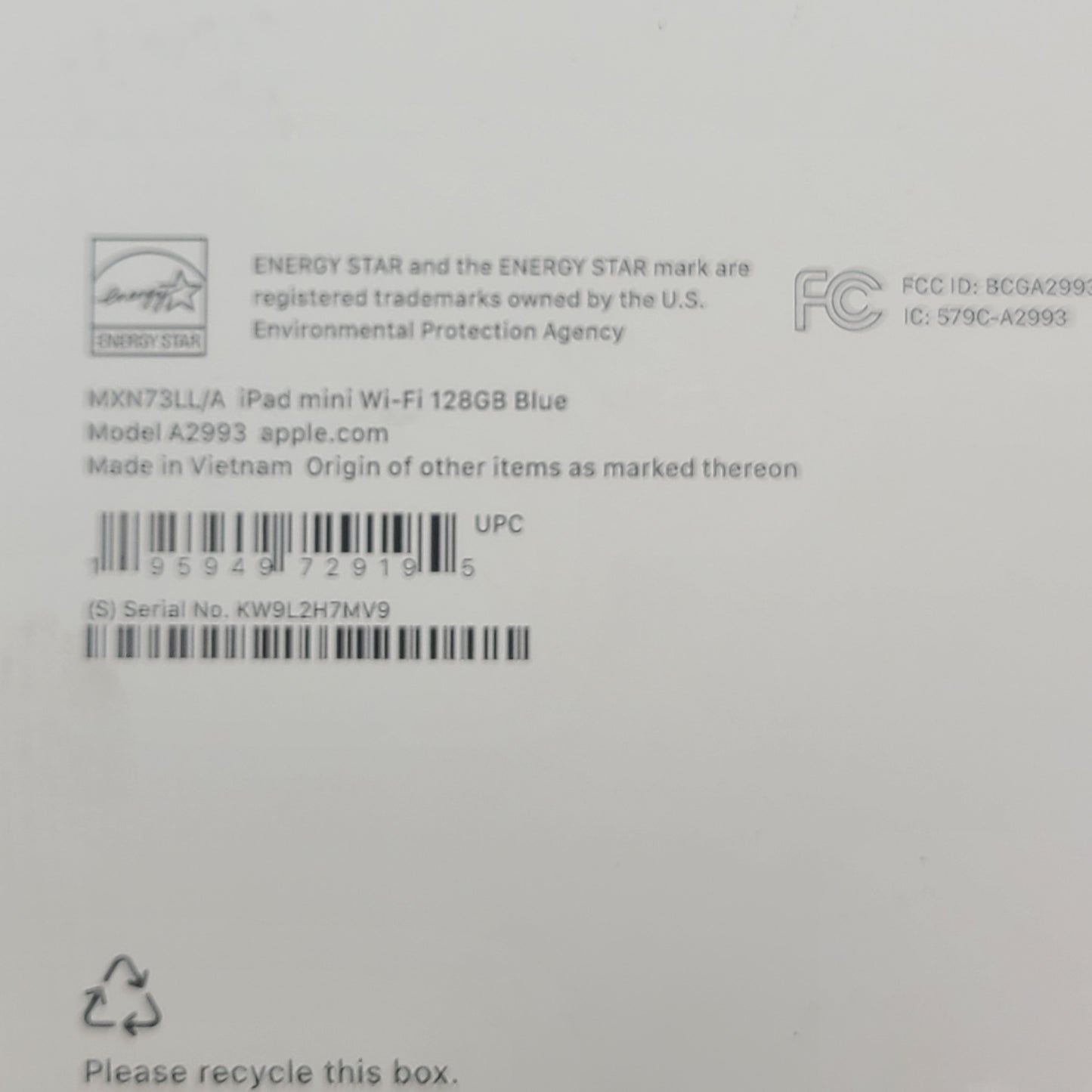 New WiFi Only Apple iPad Mini (A17 Pro) 128GB Blue MXN73LL/A