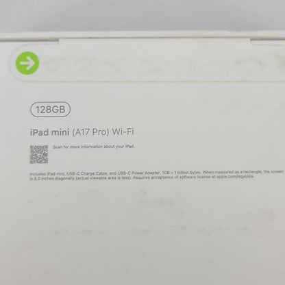 New WiFi Only Apple iPad Mini (A17 Pro) 128GB Blue MXN73LL/A