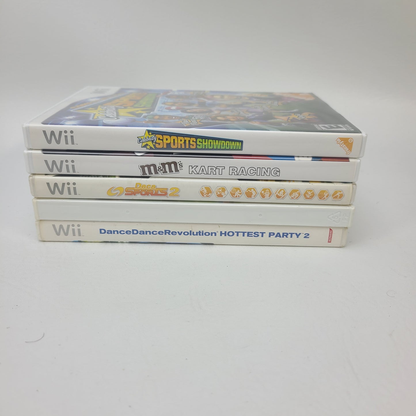Nintendo Wii 5 Game Lot DDR Hottest Party 2 Wipeout Deca Sports 2 M&M Kart Racing