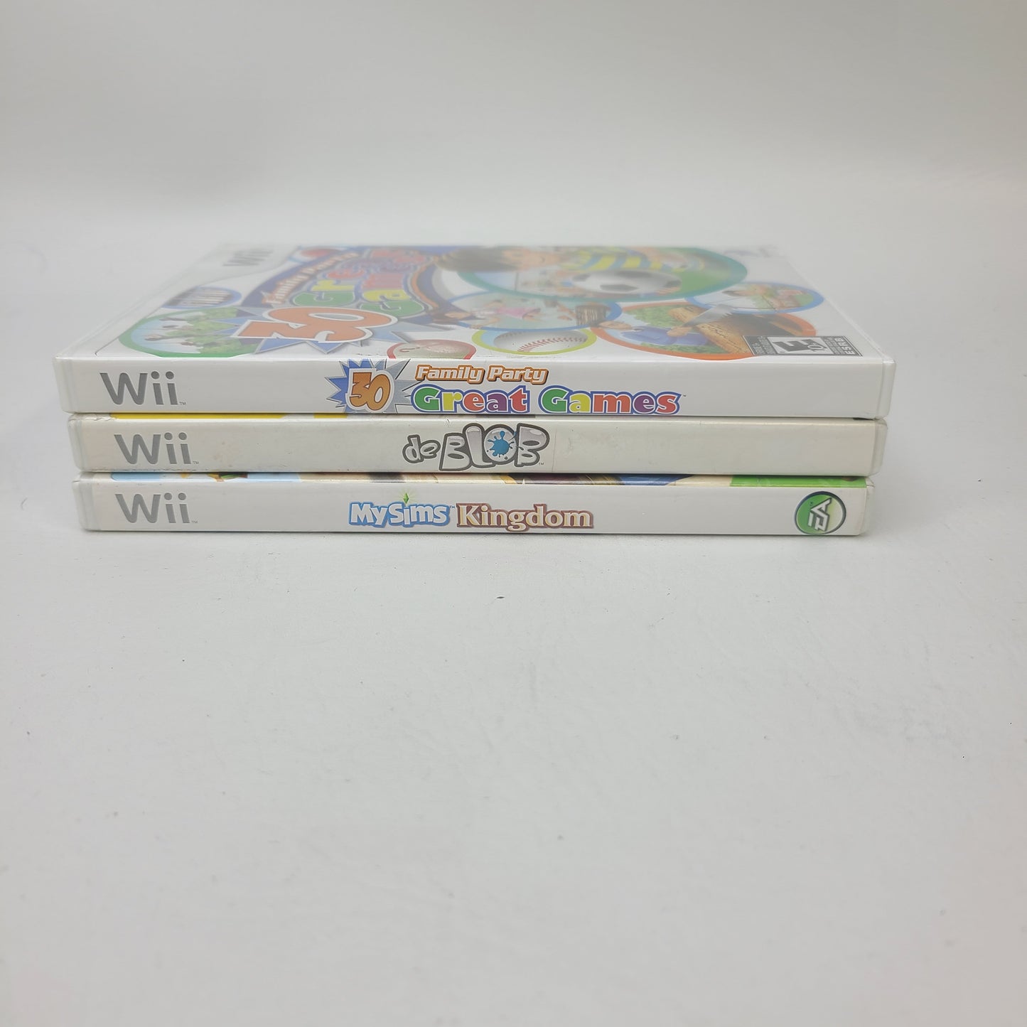 Lot of 3 Games Nintendo Wii MySims Kingdom,De Blob,Family Party 30 Great Games