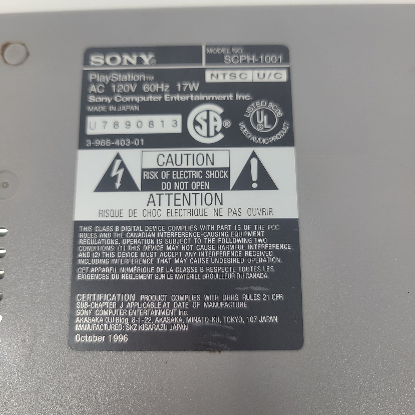 Sony PlayStation Classic 1MB Gray Console Gaming System SCPH-1001