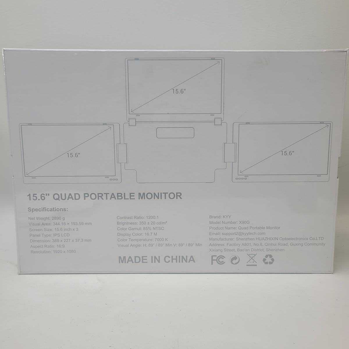 New KYY 15.6" X90G LCD Anti-glare Matte Finish IPS Quad Portable Monitor