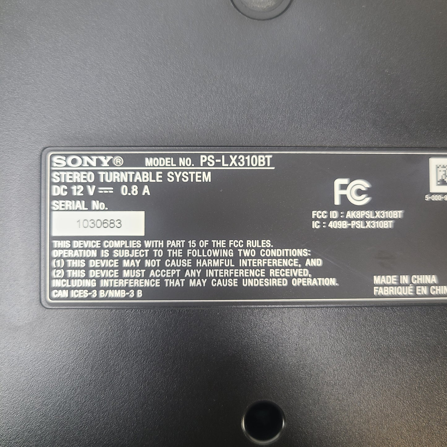 Sony PS-LX310BT Bluetooth Turntable Black Record Player Weight Ceramic Disc