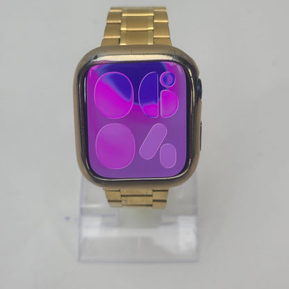 Apple Watch Series 9 45mm Midnight Aluminum GPS MRMF3LL/A Gold Stainless Link Band