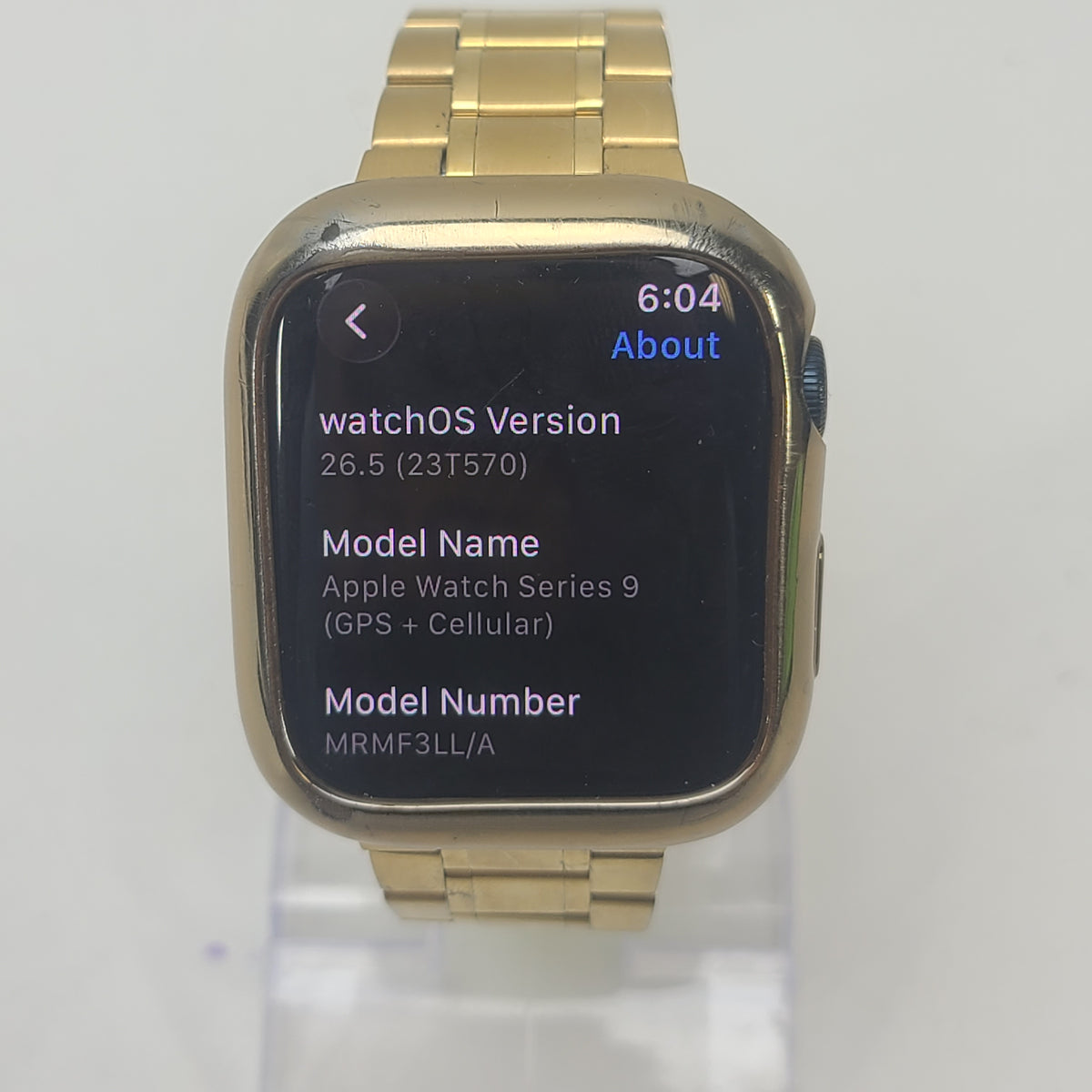 Apple Watch Series 9 45mm Midnight Aluminum GPS MRMF3LL/A Gold Stainless Link Band