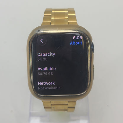 Apple Watch Series 9 45mm Midnight Aluminum GPS MRMF3LL/A Gold Stainless Link Band