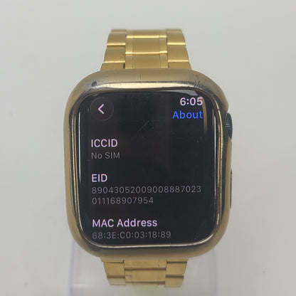 Apple Watch Series 9 45mm Midnight Aluminum GPS MRMF3LL/A Gold Stainless Link Band