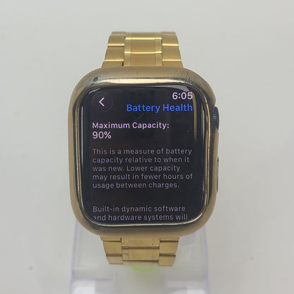 Apple Watch Series 9 45mm Midnight Aluminum GPS MRMF3LL/A Gold Stainless Link Band