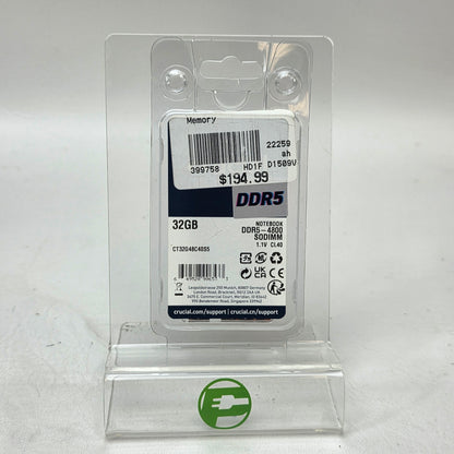 Crucial 32GB DDR5 4800MHz Laptop RAM SODIMM CT32G48C40S5 PC5-38400