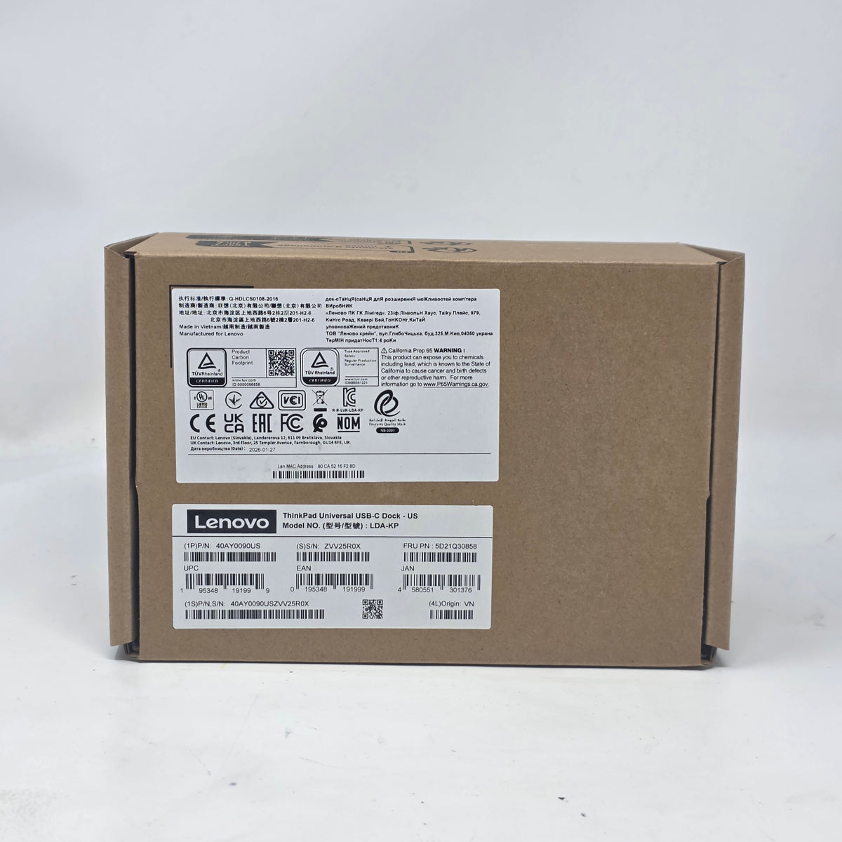 New Lenovo ThinkPad Universal USB-C Dock 40AY0090US LDA-KP Docking Station