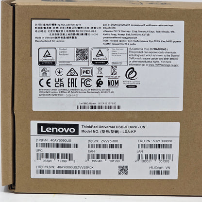 New Lenovo ThinkPad Universal USB-C Dock 40AY0090US LDA-KP Docking Station