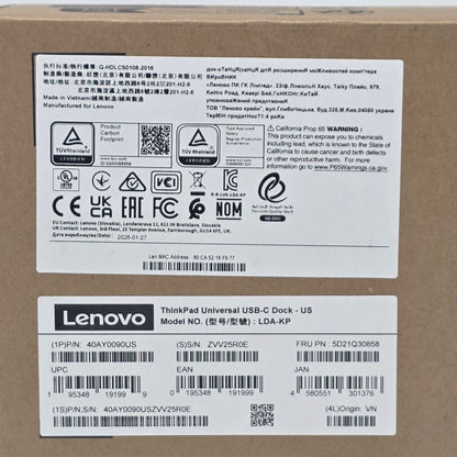 New Lenovo ThinkPad Universal USB-C Dock 40AY0090US LDA-KP Docking Station 90W