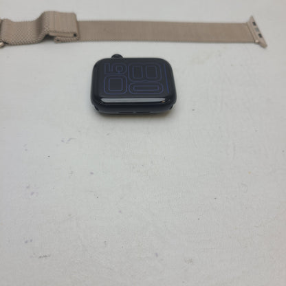 Apple Watch SE 2nd Gen 44mm Midnight GPS Cellular Unlocked Gold Milanese Band