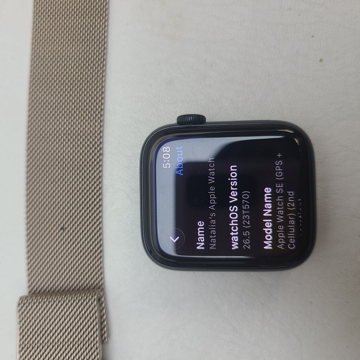 Apple Watch SE 2nd Gen 44mm Midnight GPS Cellular Unlocked Gold Milanese Band