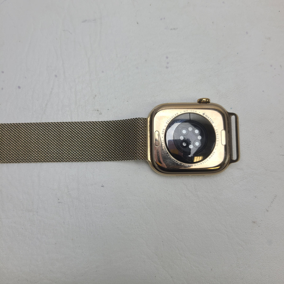 Unlocked Apple Watch Series 11 46MM Gold Titanium Gold Milanese Loop MFD84LW/A