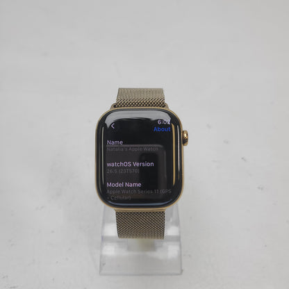 Unlocked Apple Watch Series 11 46MM Gold Titanium Gold Milanese Loop MFD84LW/A
