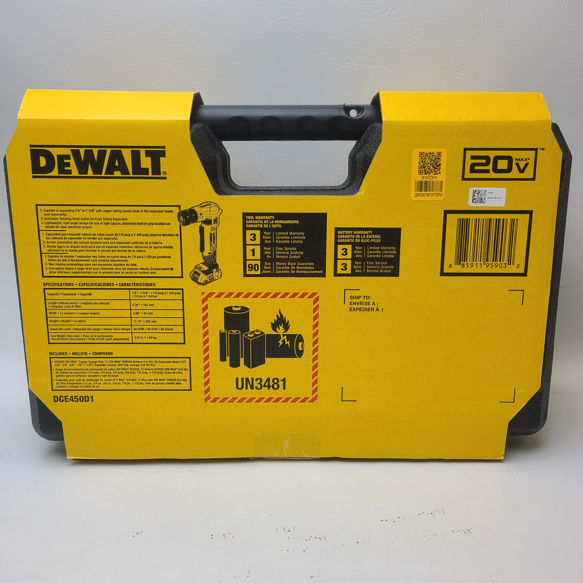 New DeWALT 20V MAX Copper Swage Tool Kit DCE450D1 w/Battery & Charger