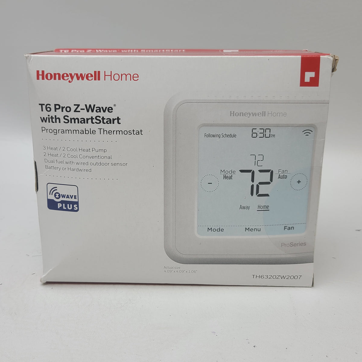 New Honeywell T6 Pro Z-Wave Plus with SmartStart Thermostat TH6320ZW2007
