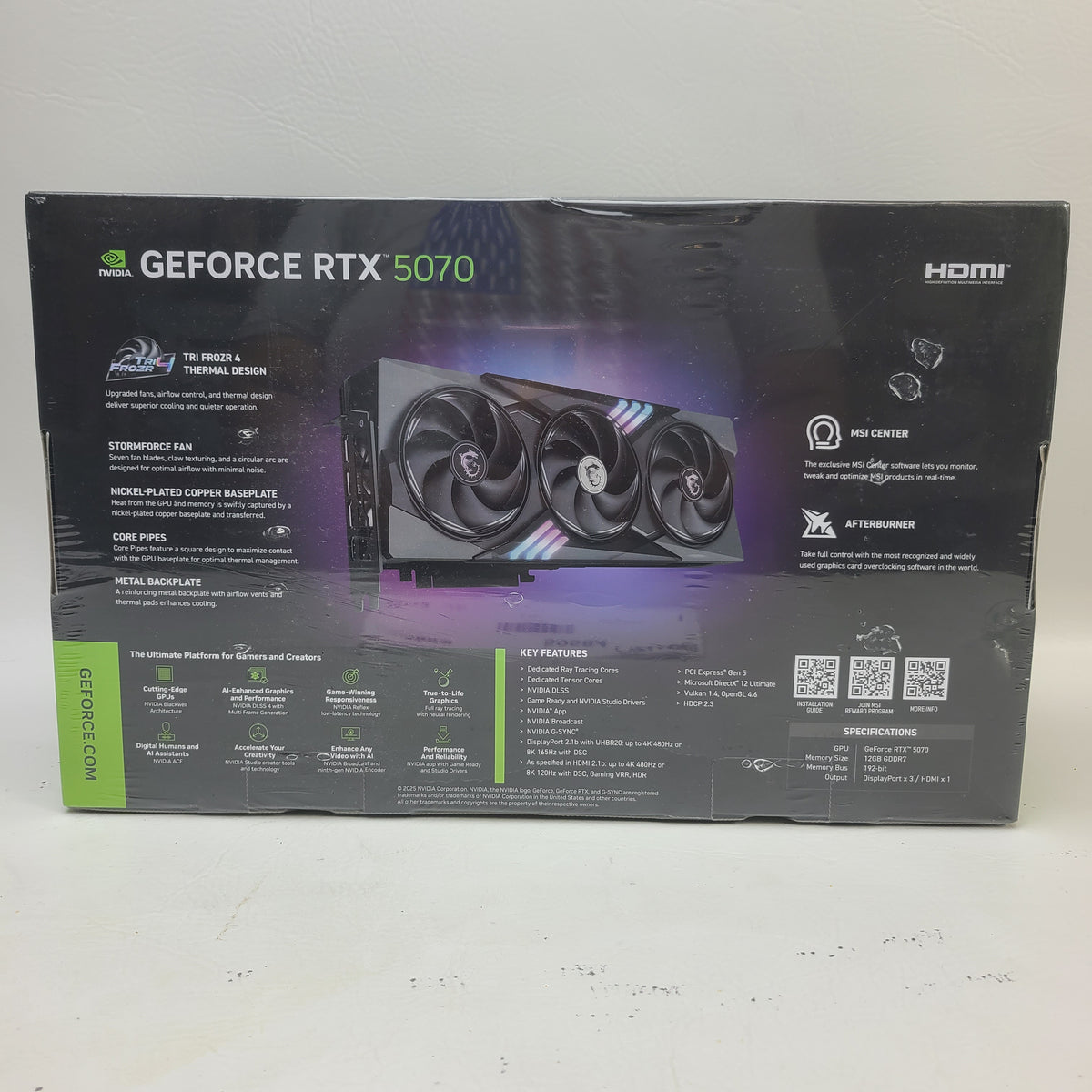 New MSI GeForce RTX 5070 Gaming Trio OC 12GB GDDR7 Graphics Card 