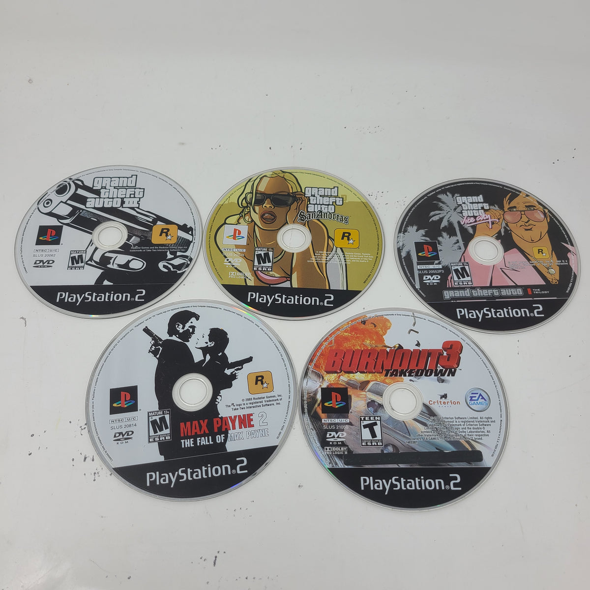 Lot of 5 Games PS2 GTA San Andreas Vice City GrandTheft AutoIII Max Payne Burnout