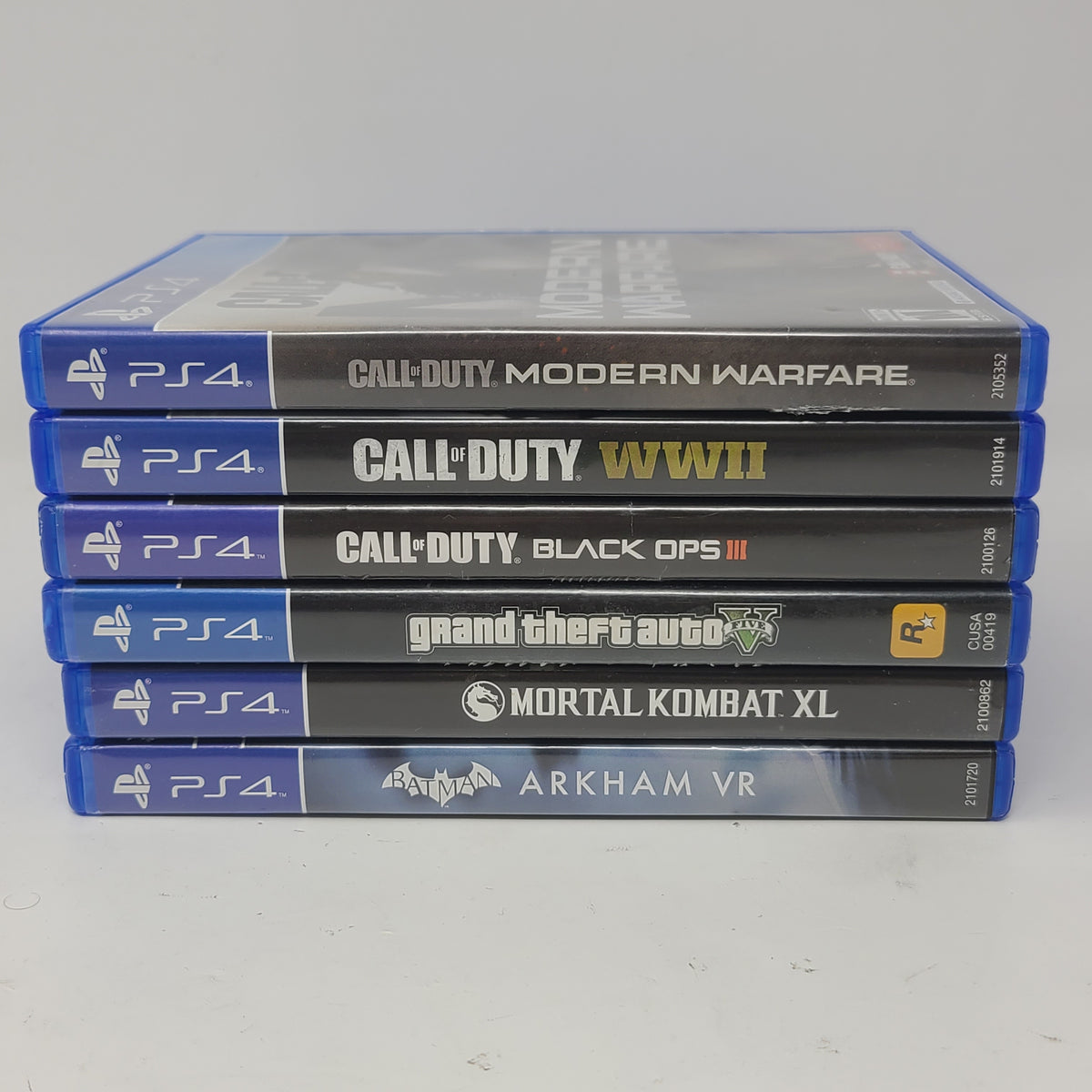 Lot of 6 Games PS4 GTA V Call of Duty Modern Warfare Black Ops 3 WWII Mortal Kombat