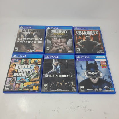 Lot of 6 Games PS4 GTA V Call of Duty Modern Warfare Black Ops 3 WWII Mortal Kombat