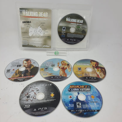 Lot of 6 Sony PS3 Games GTA IV V Walking Dead Max Payne Heavy Rain