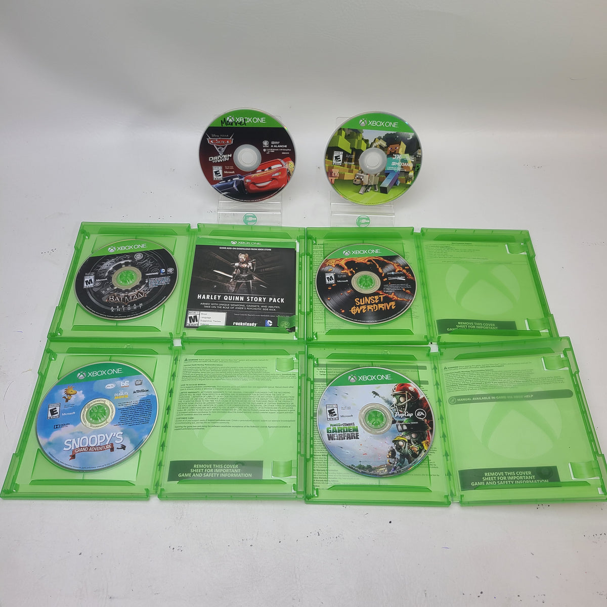 Lot of 6 Xbox One Games Minecraft Batman Arkham Sunset Overdrive Cars 3 