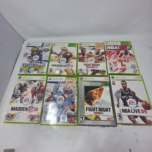 Lot of 8 Xbox 360 Sports Games NCAA Football 14 Madden 10 11 13 NBA 2K11 Live 
