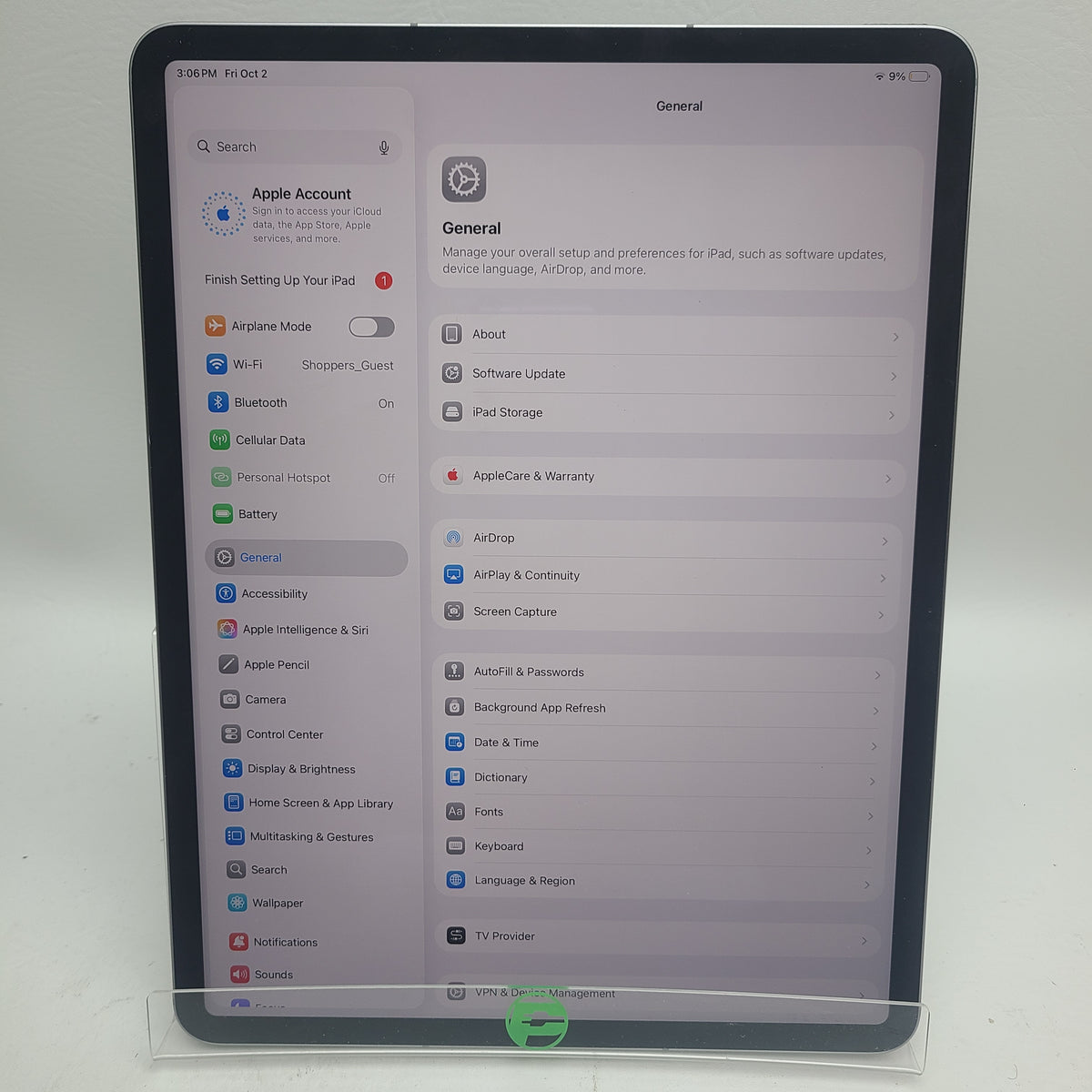 WiFi Only Apple iPad Air 13" M4 128GB Space Gray MH9D4LL/A